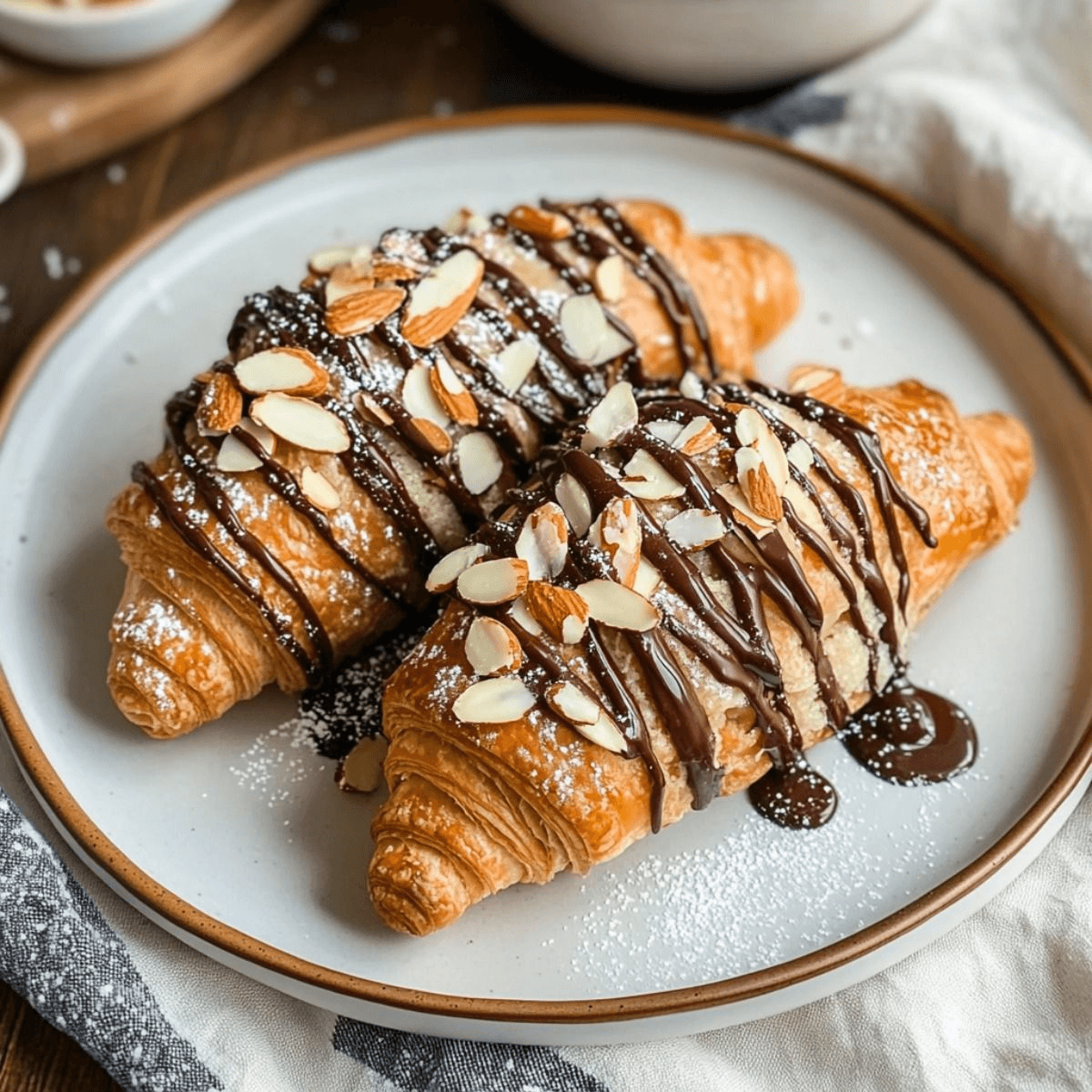Almond Croissants — Almond-topped croissants.