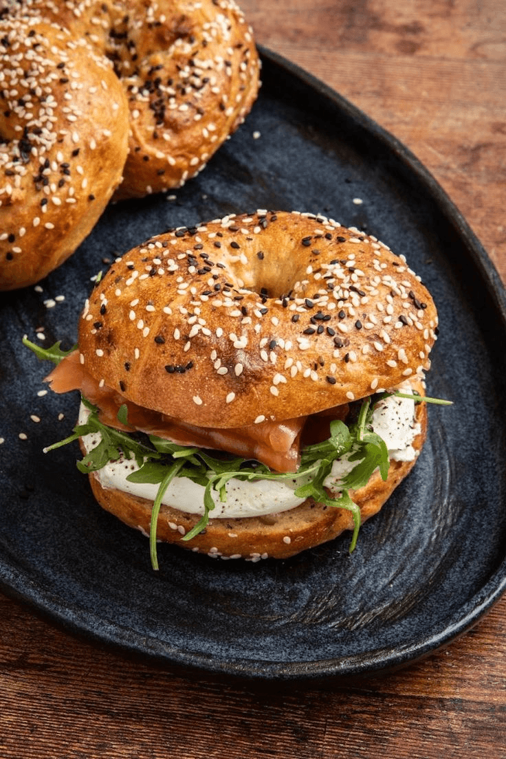 Garlic Sesame Bagels — Savory bagel with garlic.