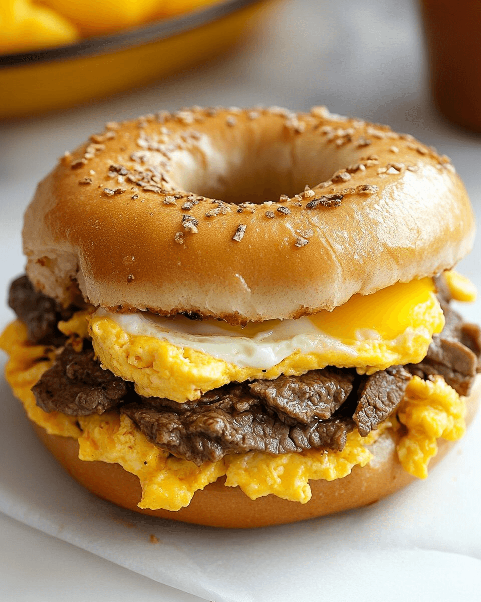 Ham & Cheese Bagel — Toasted bagel with ham and cheese.